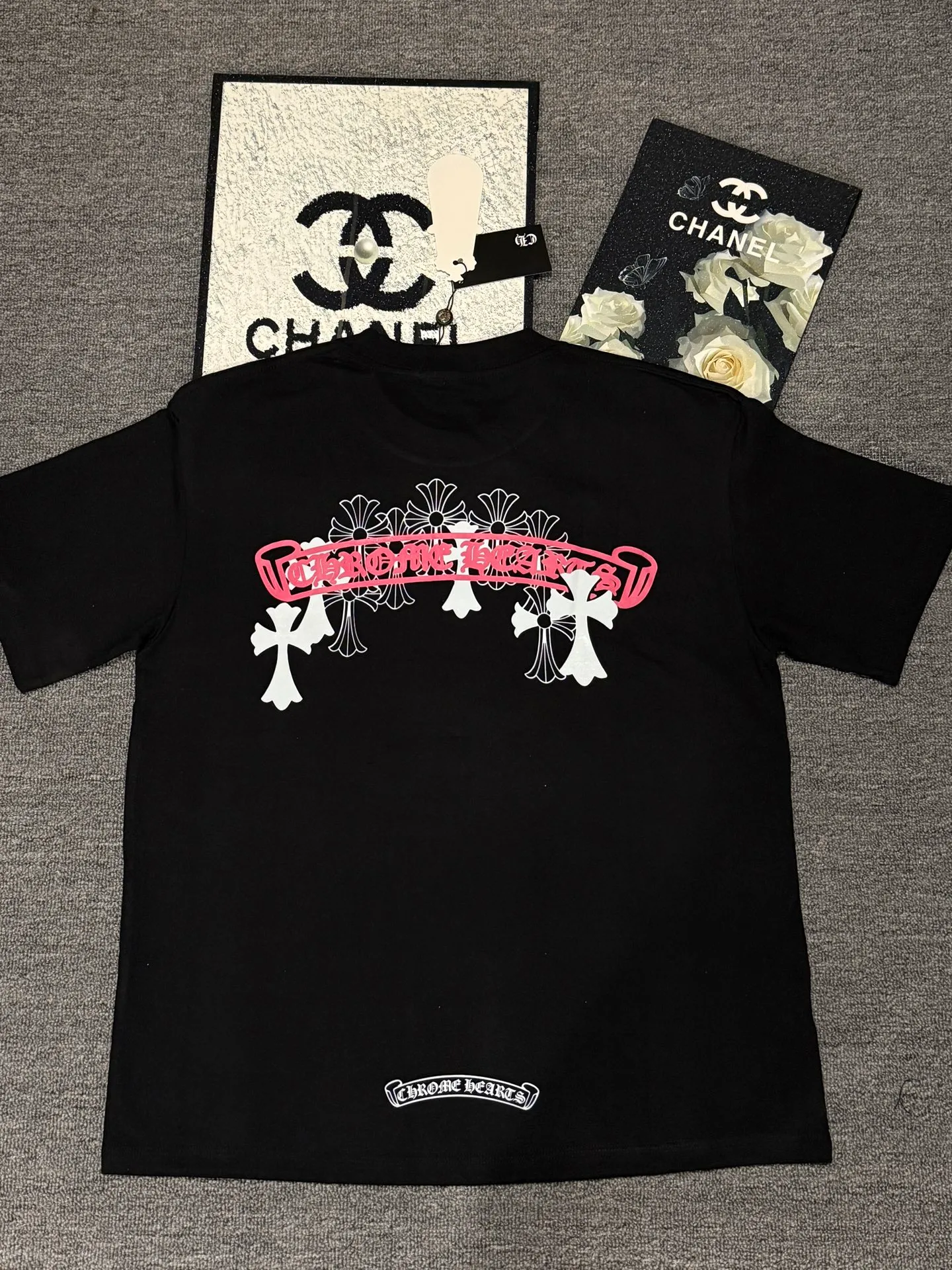 （ ） :YH 004 CH LOGO 1:1 Same Style 32 Breathable 1x 1 oversize 1:1 :White Black Size:S-XL